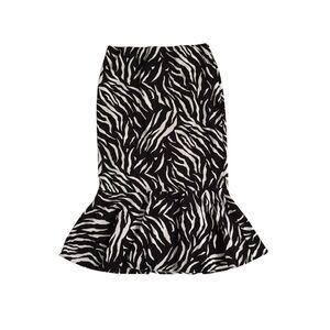 Messini Black & White Zebra Print Ruffled Hem Skirt